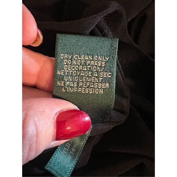 Lauren Ralph Lauren Women’s Size 16 Long Sleeve Dress Black Faux Leather Waist - Picture 9 of 9